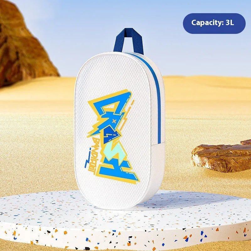 Orange EVA waterproof swimming storage bag in 3 litre and 7 litre capacity sizes.