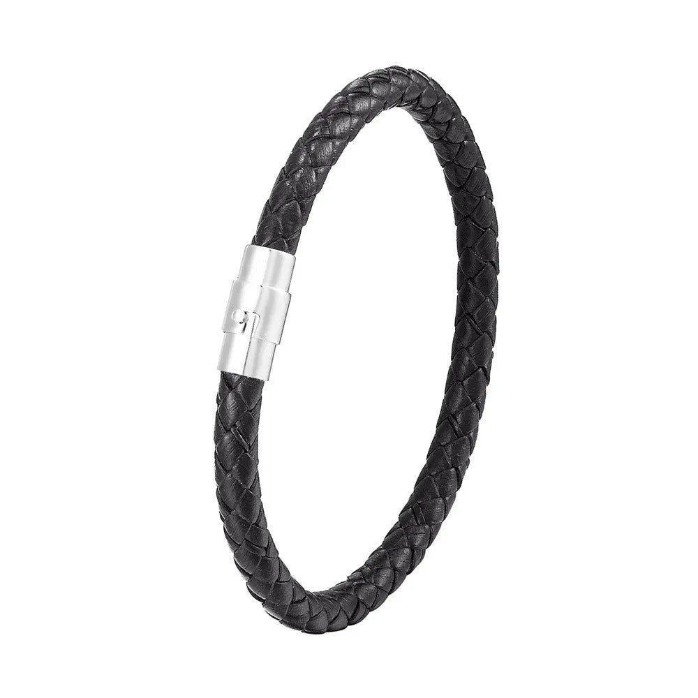 Titanium steel wire bracelet with magnetic clasp in a geometric, unisex design.