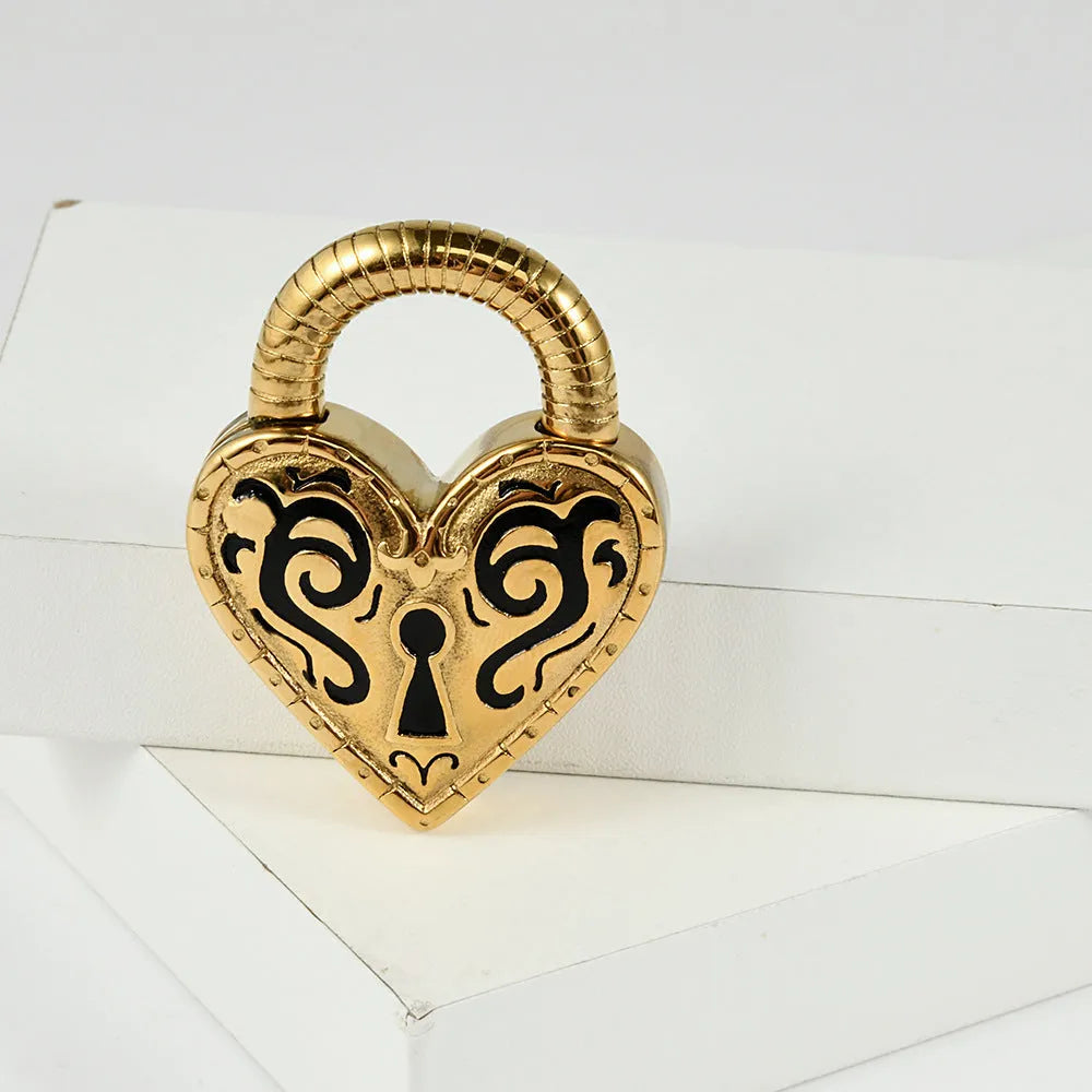Heart-shaped stainless steel earrings with electroplated gold and steel colour finishes