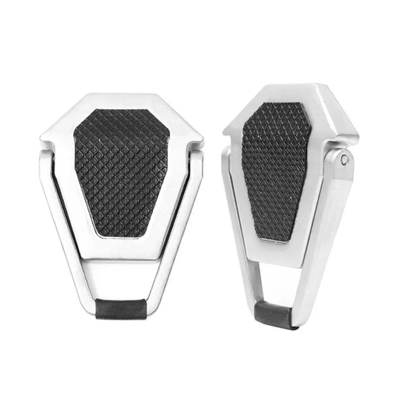 Aluminium alloy foldable laptop bracket showing compact folded size and silver colour