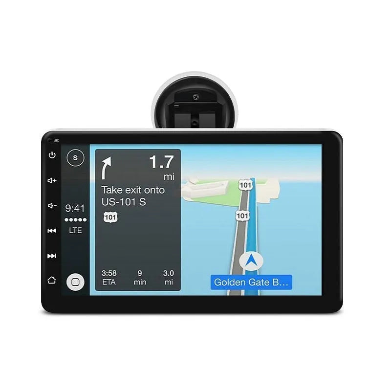 7-inch car GPS navigation unit with wireless CarPlay and reversing camera on universal bracket