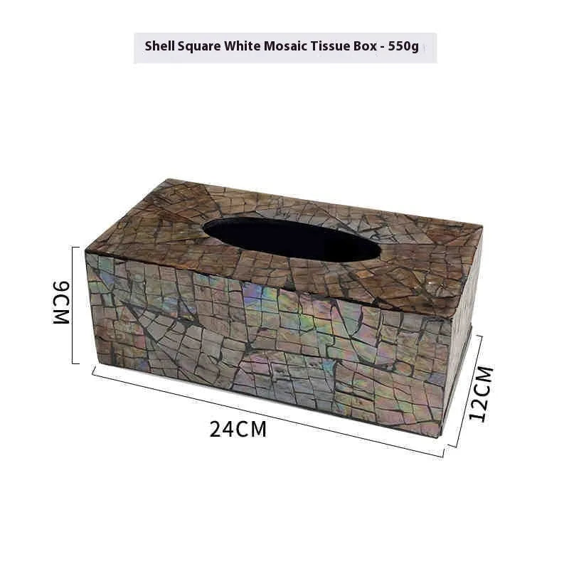 Black natural shell tissue box for coffee table decoration and storage