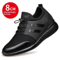 Men's black casual height increasing shoes with round toe and chunky rubber sole