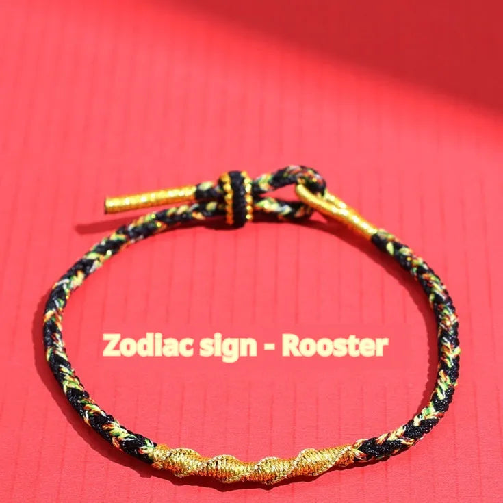 Hand-woven eight-strand colourful guardian strap bracelet with flexible wire and zodiac specific colours