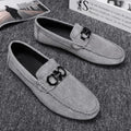 Men's black and grey suede casual shoes with rubber sole on a white background