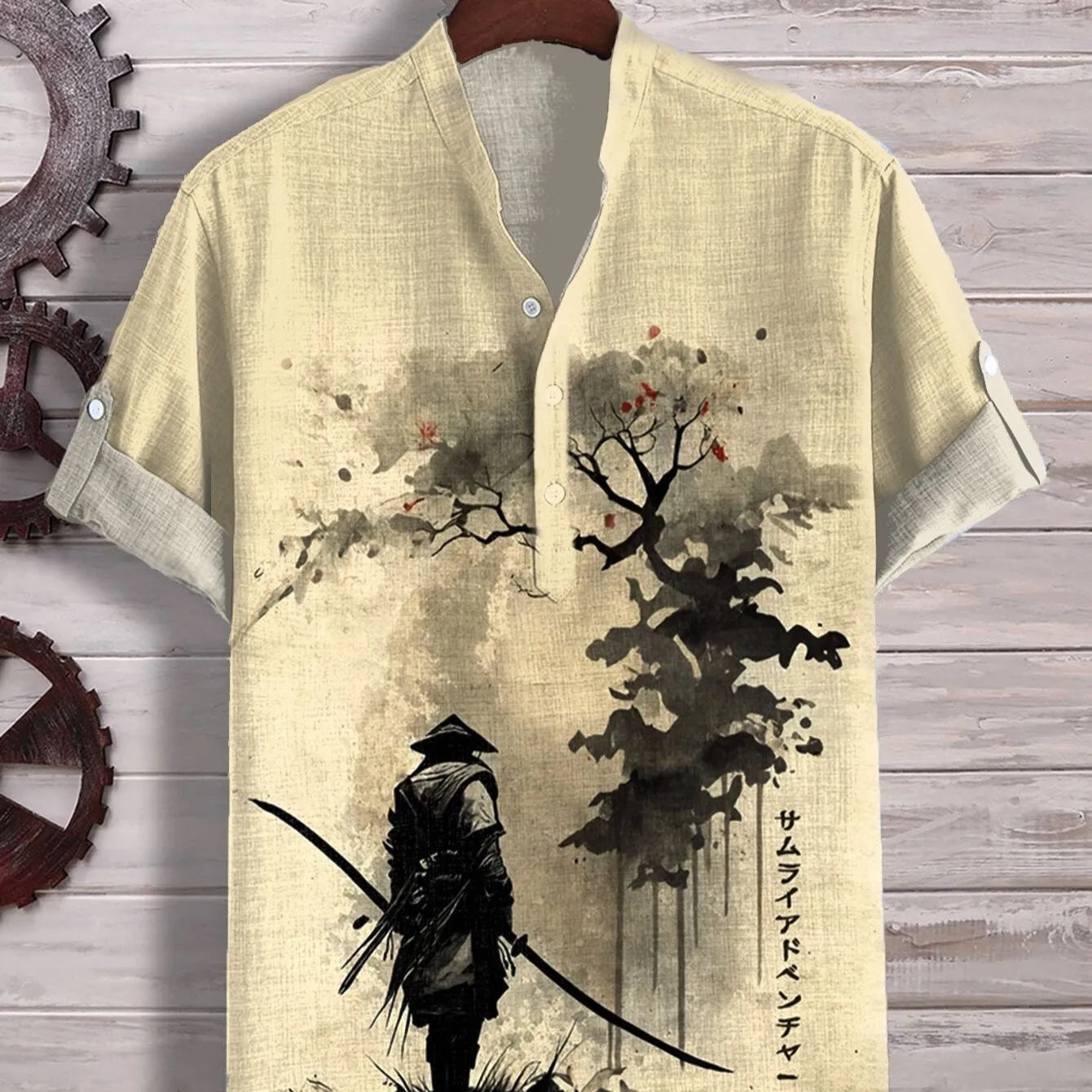 Men's short sleeve shirt with a detailed 3D digital animal graphic print on the front.