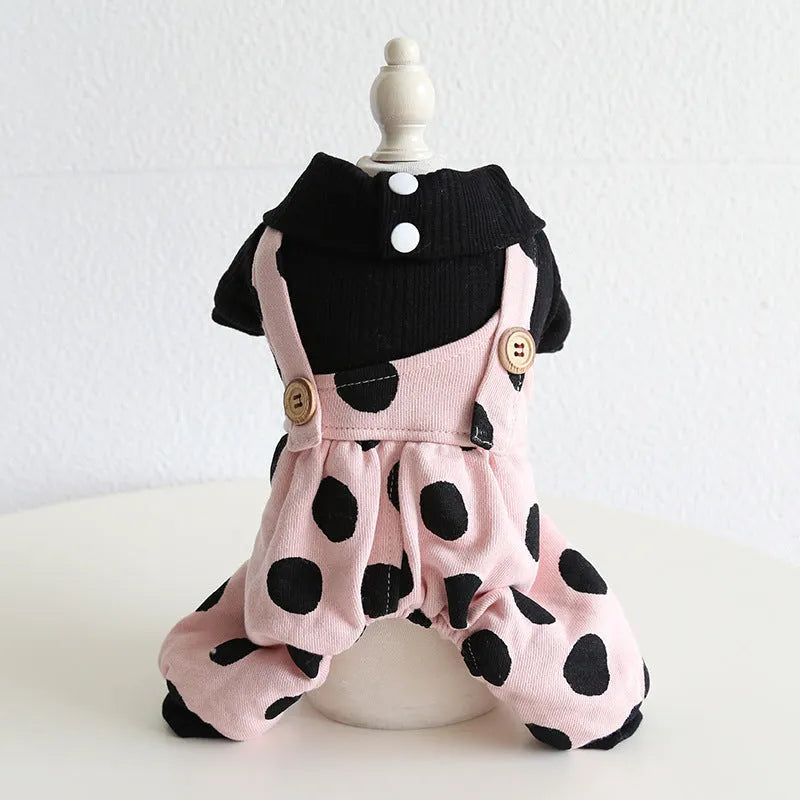 Matching couple pet clothes for dogs with lapel shoulder strap design in casual style