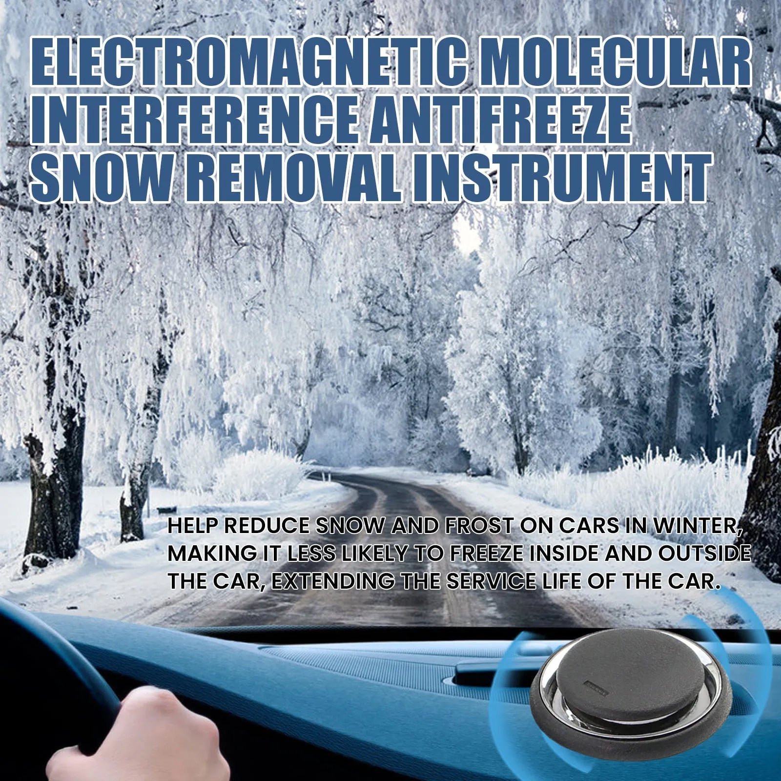 Black portable car de-icing instrument measuring 7.4cm for melting windscreen snow