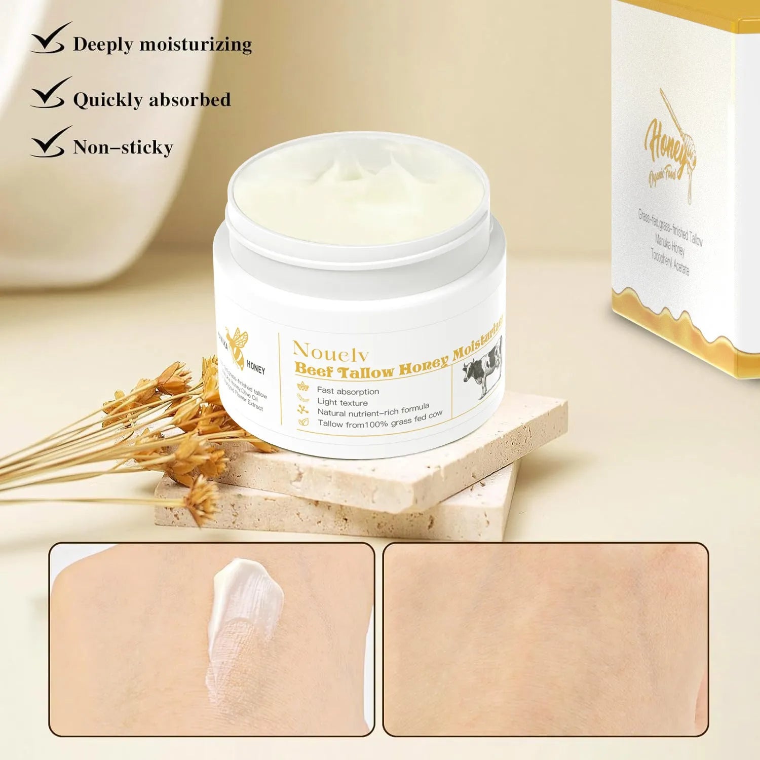 50g jar of Cow Fat Cream with honey and tallow for facial moisturising