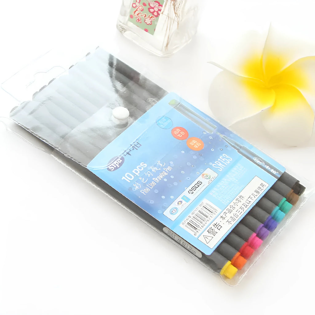 Hook line pen multipack with 0.38mm fine tip for technical drawing and architecture drafting