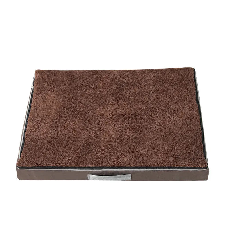Removable cover memory sponge dog mat in brown shu cotton velvet fabric