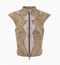Summer dark knight original niche pleated vest in cotton fabric, picture colour, front view