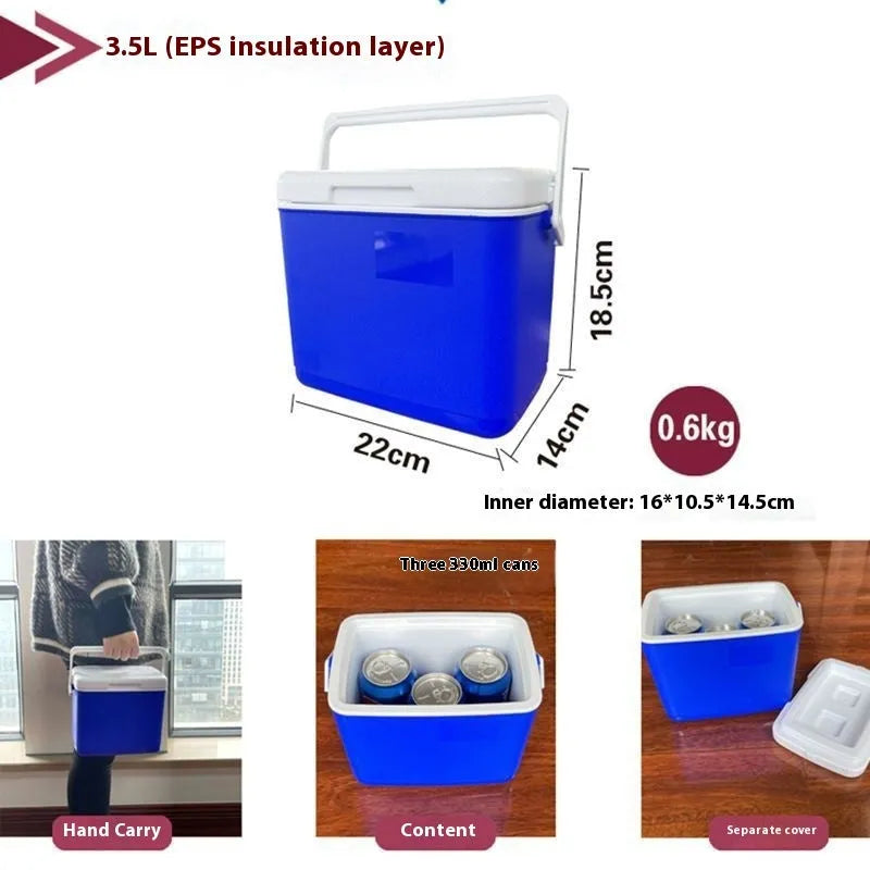 Blue aluminium foil insulated portable cooler box with EPS insulation