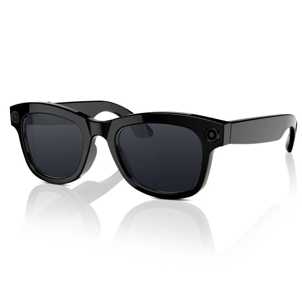 AI translation video glasses with HD camera in black lens and transparent lens options