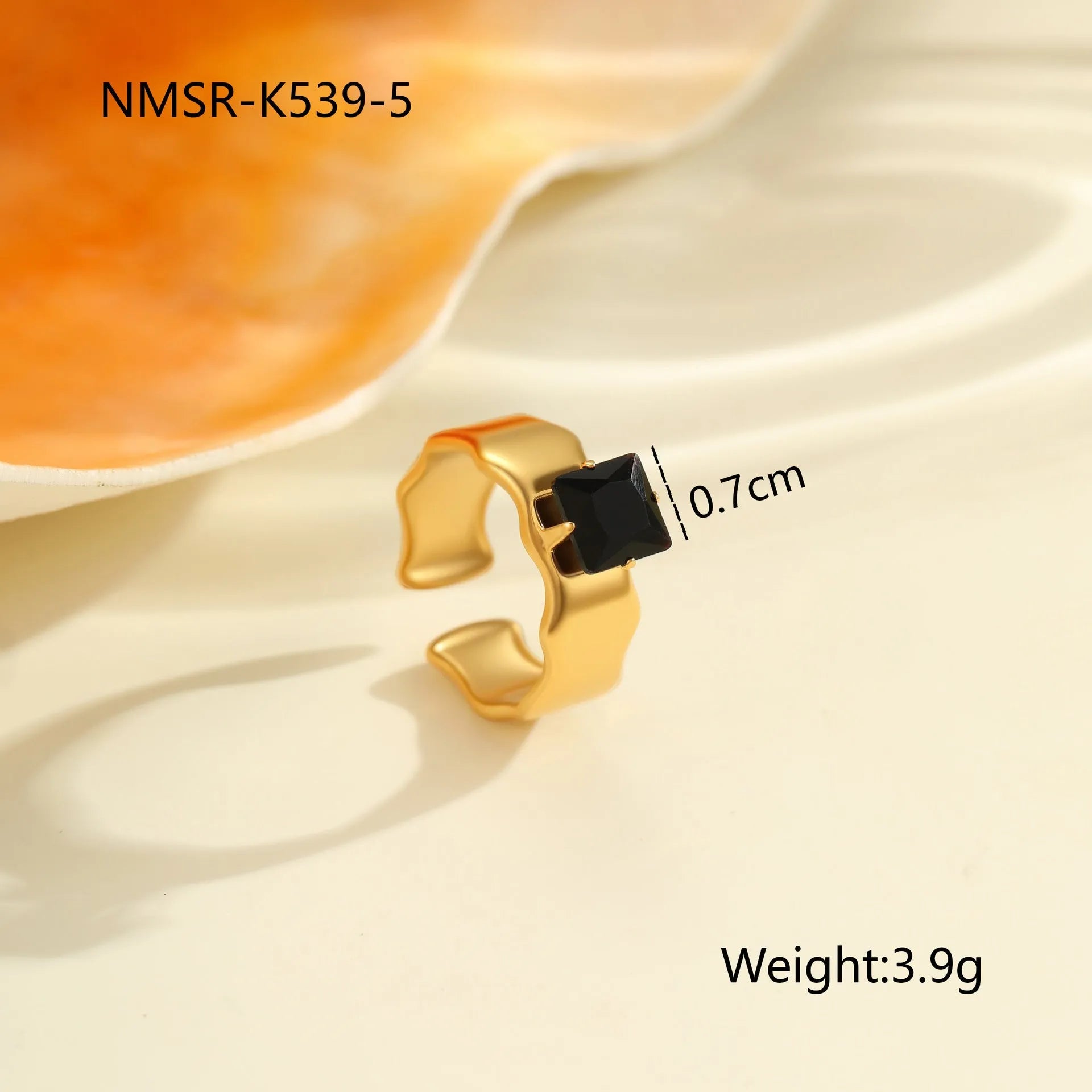 Women's titanium steel ring with geometric open mouth design and inlaid zircon stones
