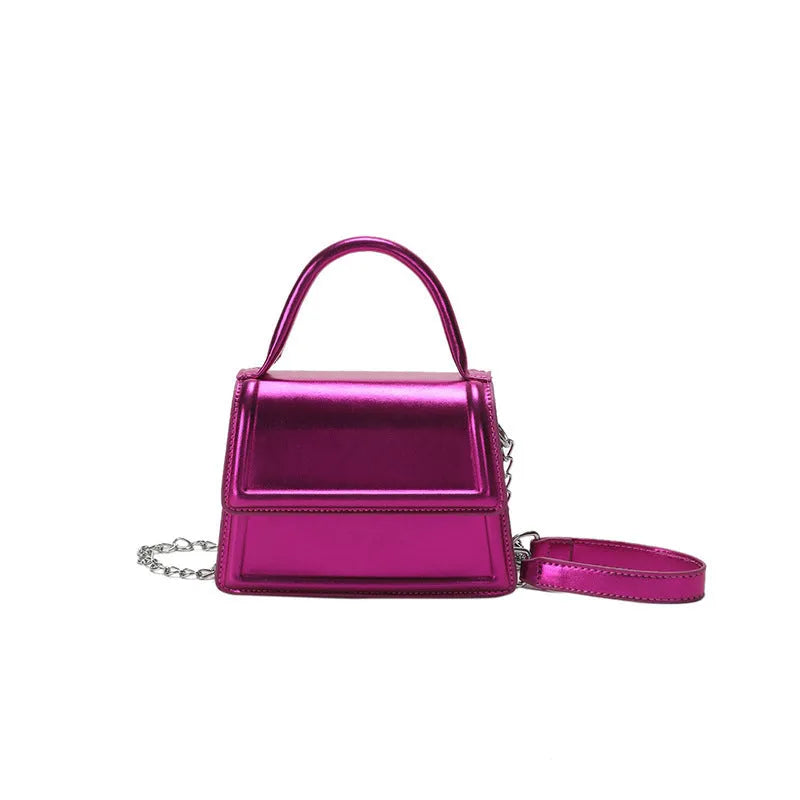 Retro PU leather crossbody shoulder bag in horizontal square shape showing sewing line details