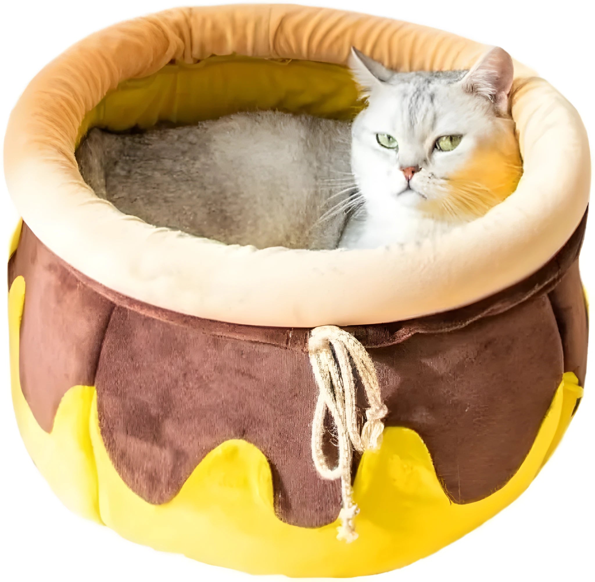 Honey pot shaped cat sofa bed with removable pad in soft fabric for small pets