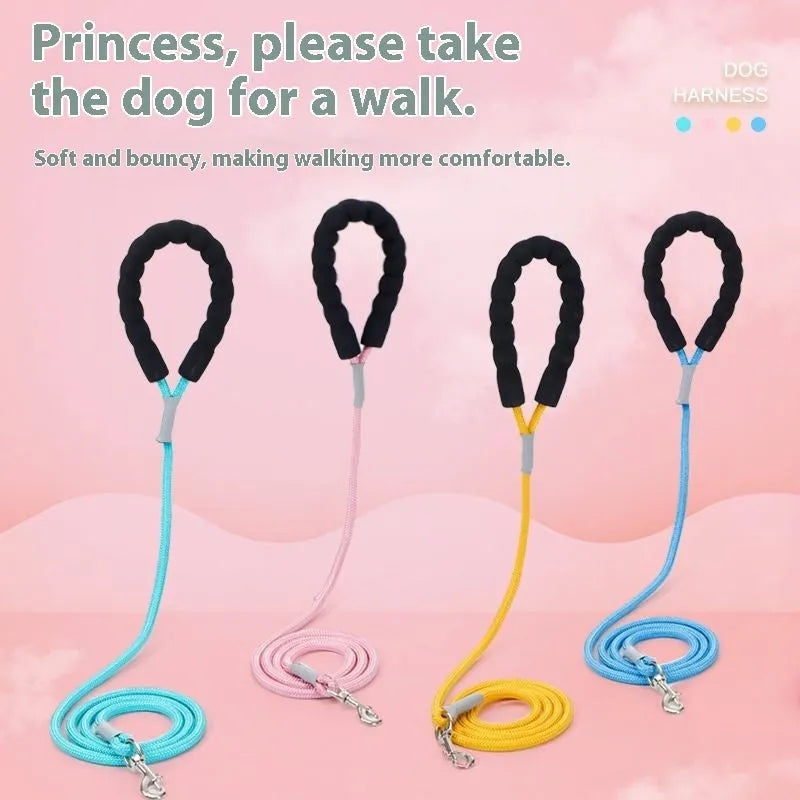 Adjustable dog harness and lead set with hand-holding rope in multiple colour options
