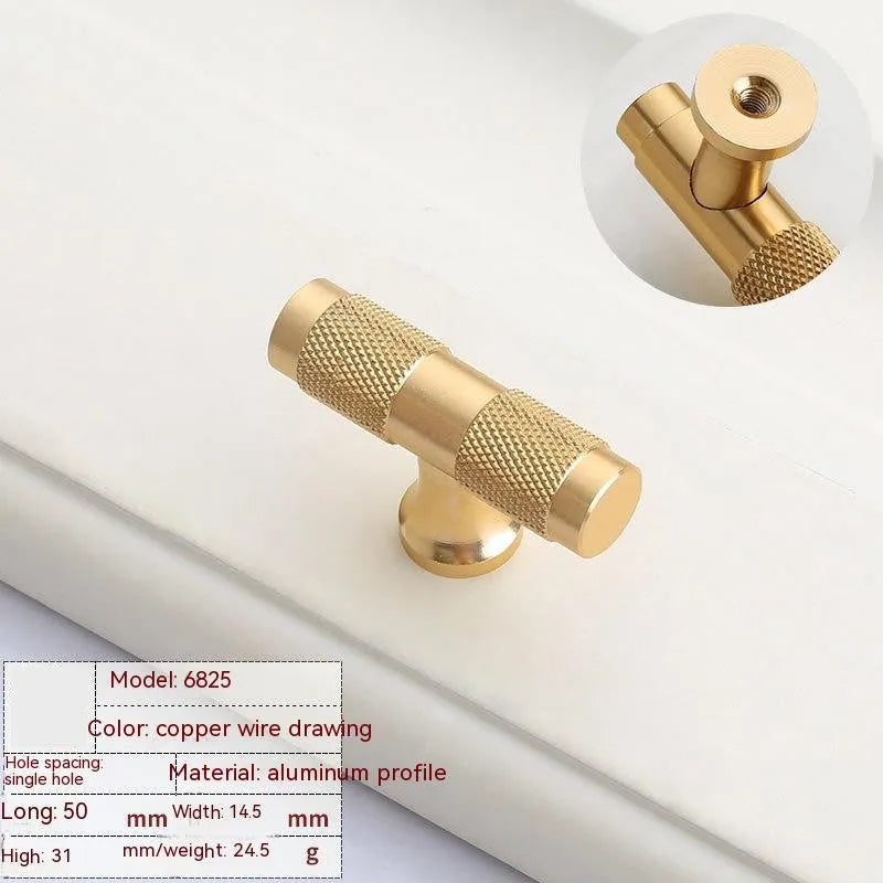 Brushed brass aluminium furniture handle with European style design for cupboard and drawer installation