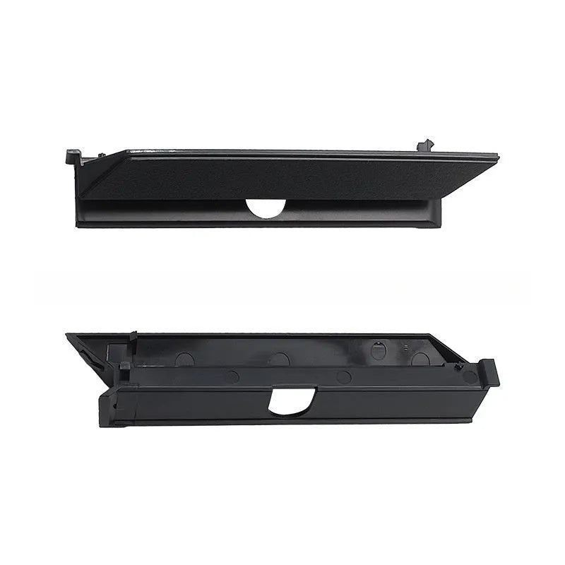 Black PS4 Pro hard disk drive bottom cover replacement part, viewed from above.