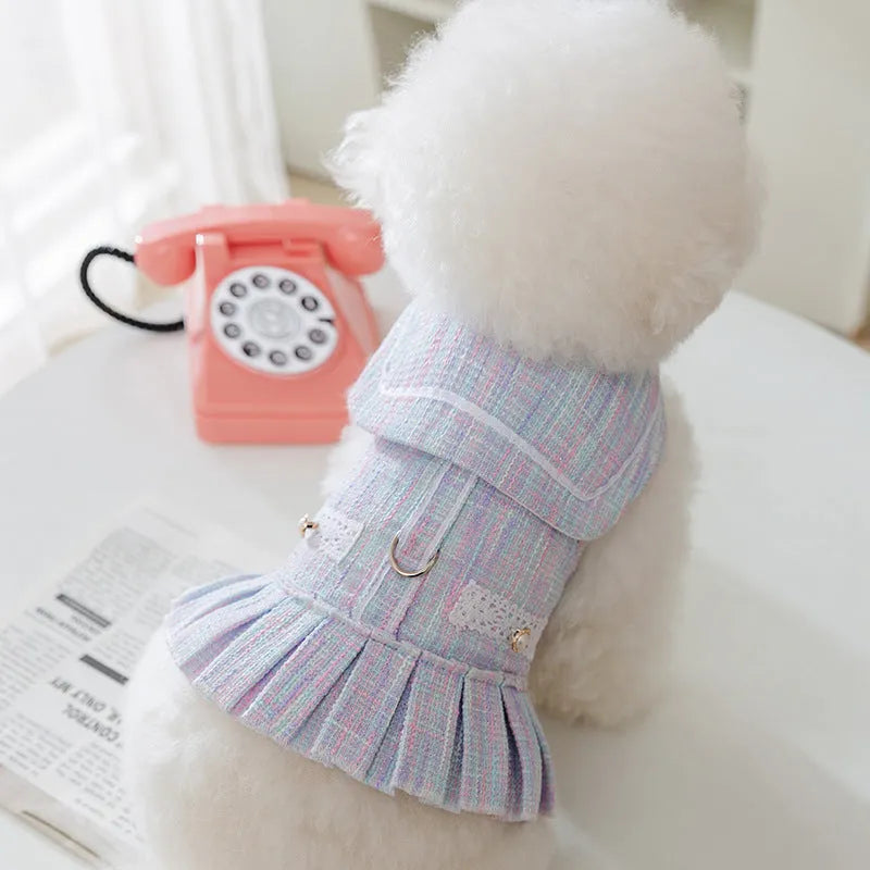 Salem purple and pink polyester pet clothing for small dogs and cats in sizes S, M, L, XL.
