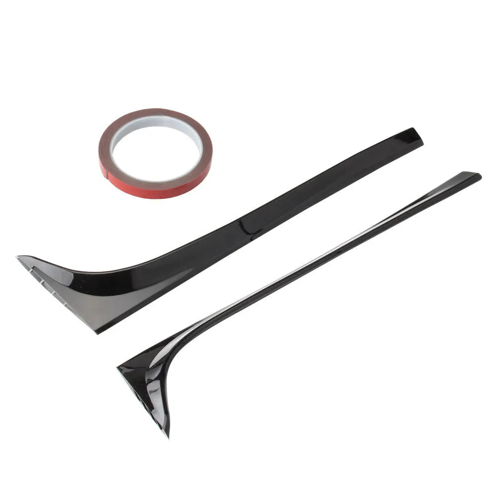 Black ABS rear window spoiler wing for Volkswagen Golf 7 MK7, shown alongside mounting tape.