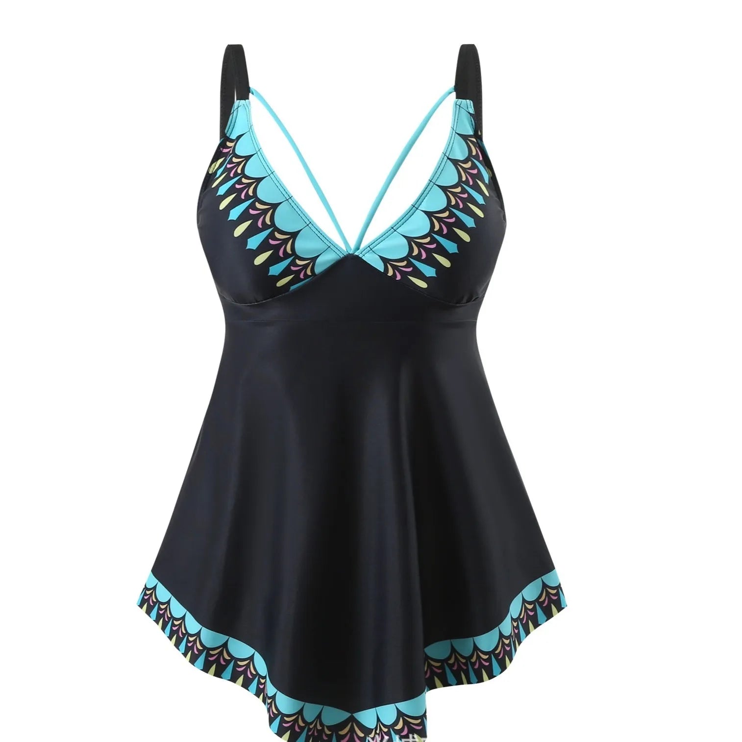 Plus size two-piece bikini swimsuit in quick-drying polyester fabric for swimming