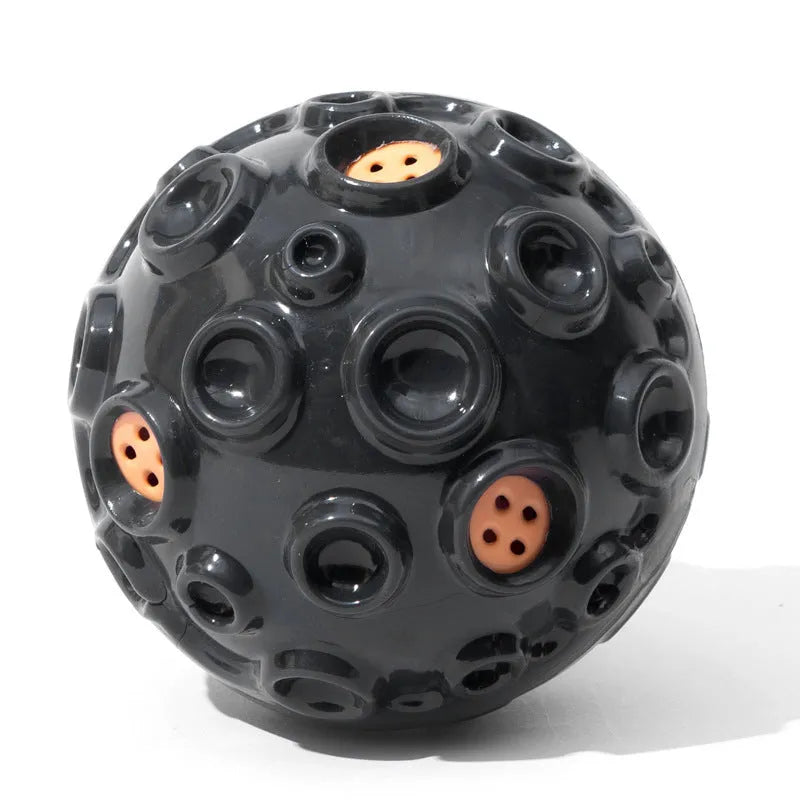 Durable natural rubber dog toy ball with squeaky sound for aggressive chewers in black blue green orange yellow