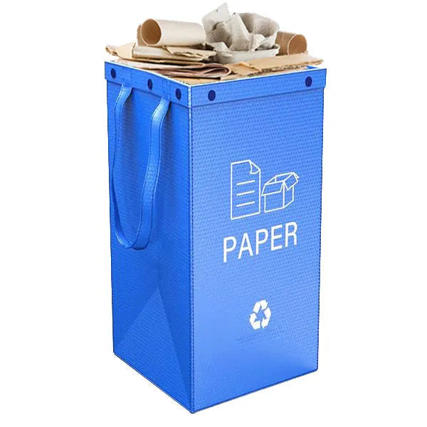Blue 40-litre reusable PP plastic bin bag with dimensions 30cm wide by 50cm high.
