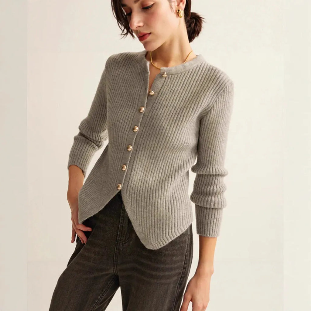 Red yuan collar cardigan sweater in Japanese Korean casual style with loose fit