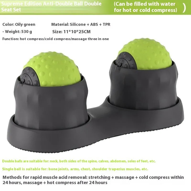 Caramel mocha and green massage balls for cold and hot compress therapy with muscle relaxation applications