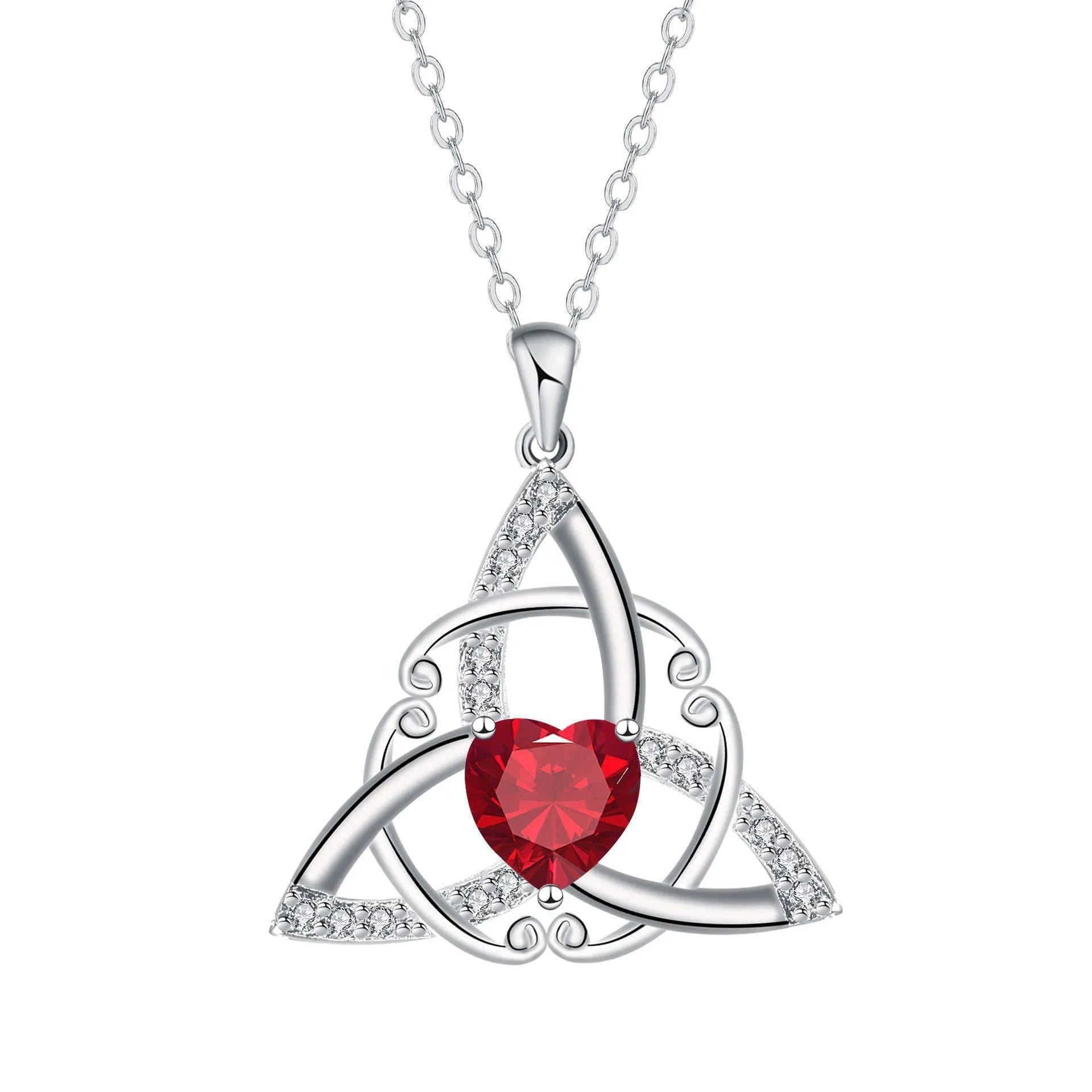 Celtic knot necklace for women with geometric design in four colour options