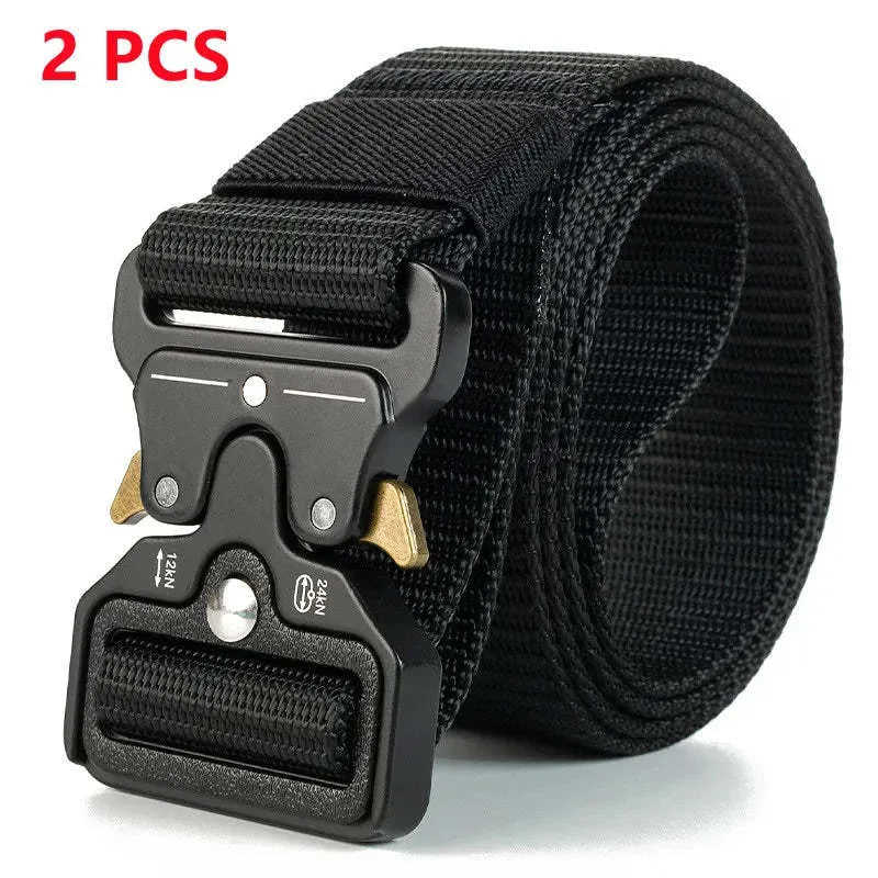 Men's thick canvas tactical belt with alloy quick-release buckle in assorted colours