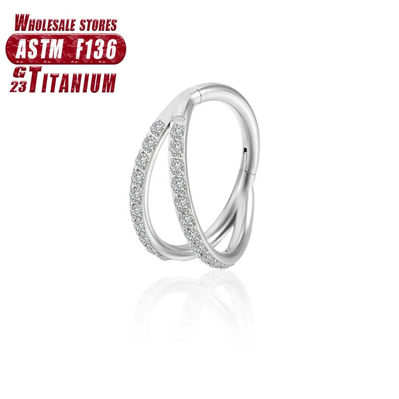 Titanium alloy nose ring body jewellery showing colour options and size variations