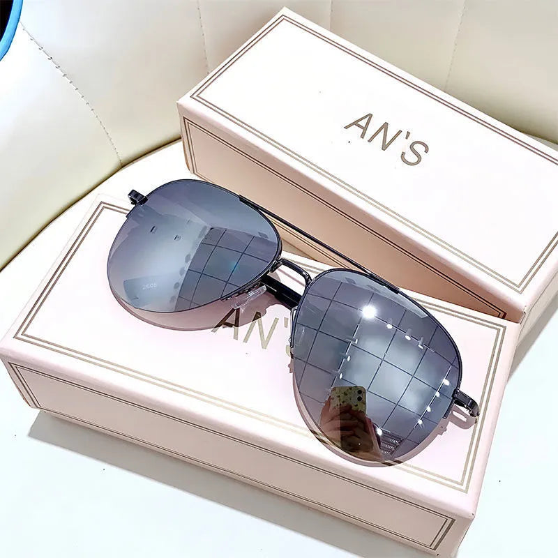 Metal frame aviator sunglasses with resin lenses in multiple colour options for driving and riding