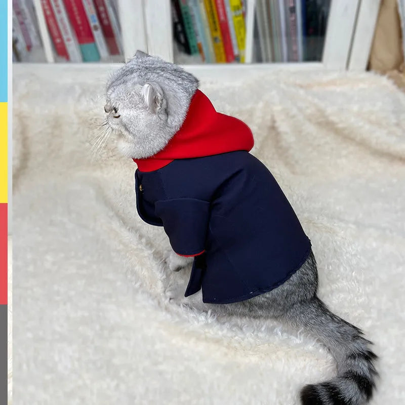 Reversible tiger stripe hoodie photo prop for cats and dogs on mannequin