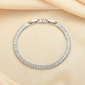 Women's European style quadrilateral geometry full diamond bracelet in champagne gold or silver