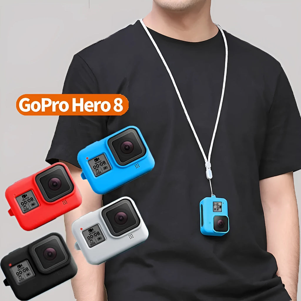 GoPro Hero8 Black protective sleeve and anti-lost strap accessory kit in silicone with multiple colour options