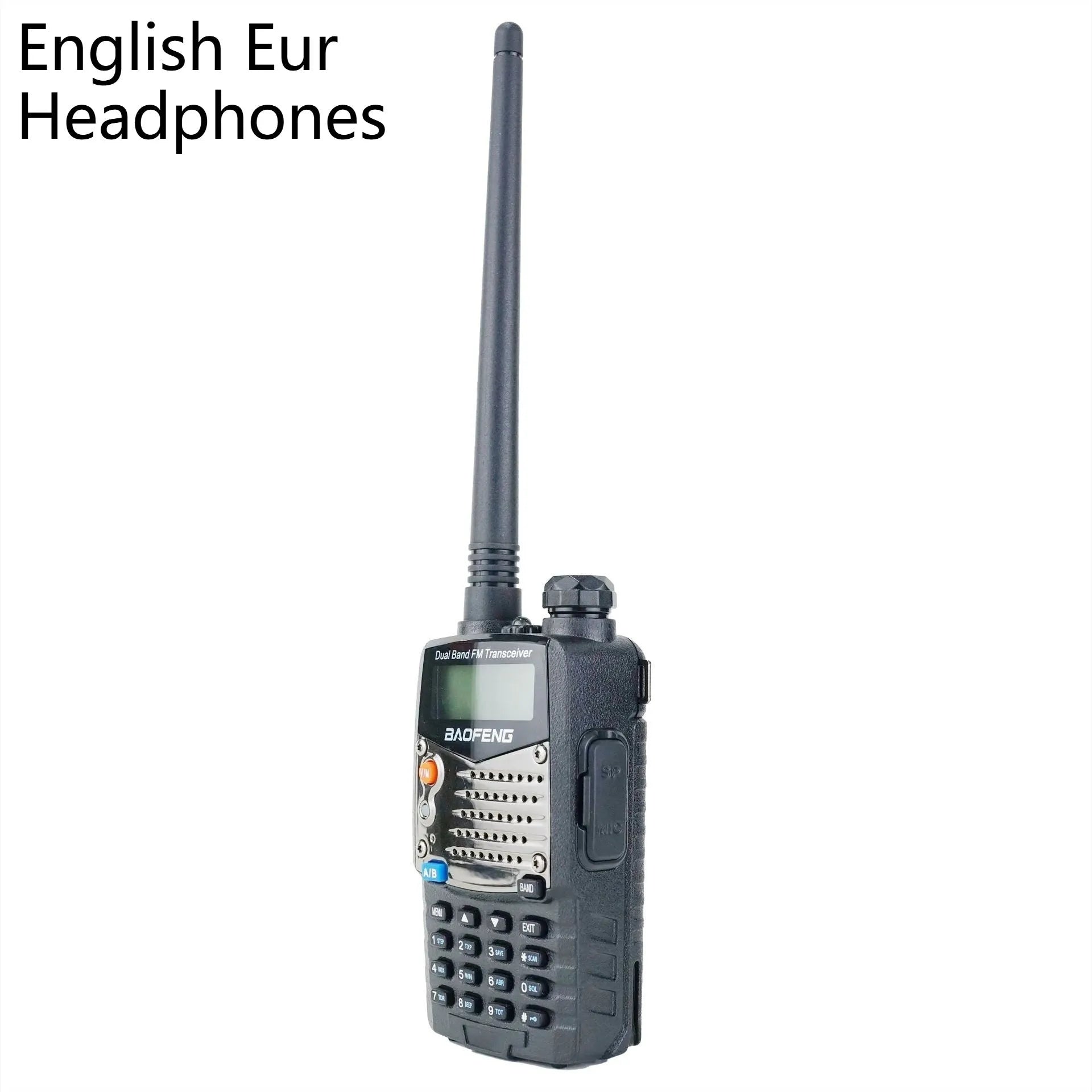 Baofeng UV-5RA dual-band handheld radio transceiver with dual display screen and removable battery