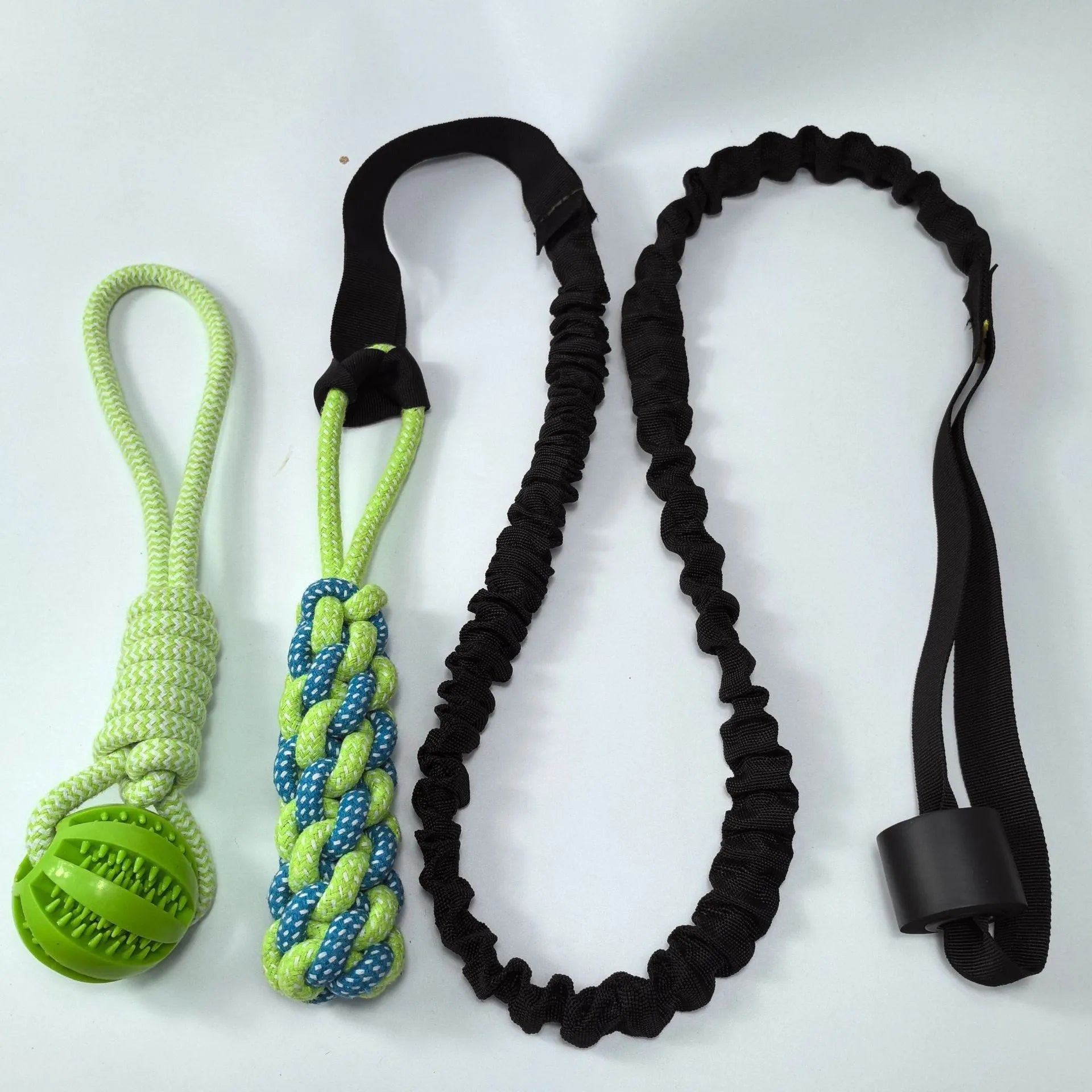 Cotton dog tug rope toy in green corncob design for bite and pull play