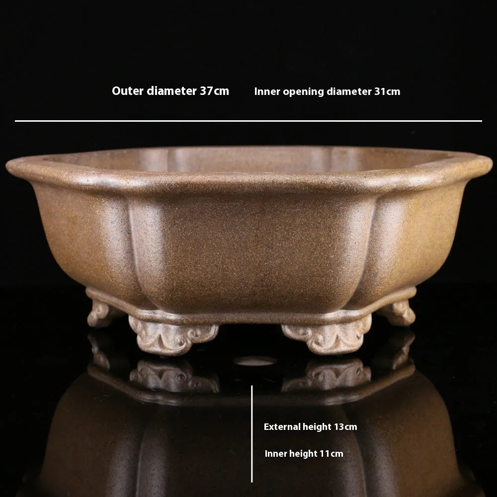 Large handmade purple sand tea basin for traditional Gongfu tea ceremonies