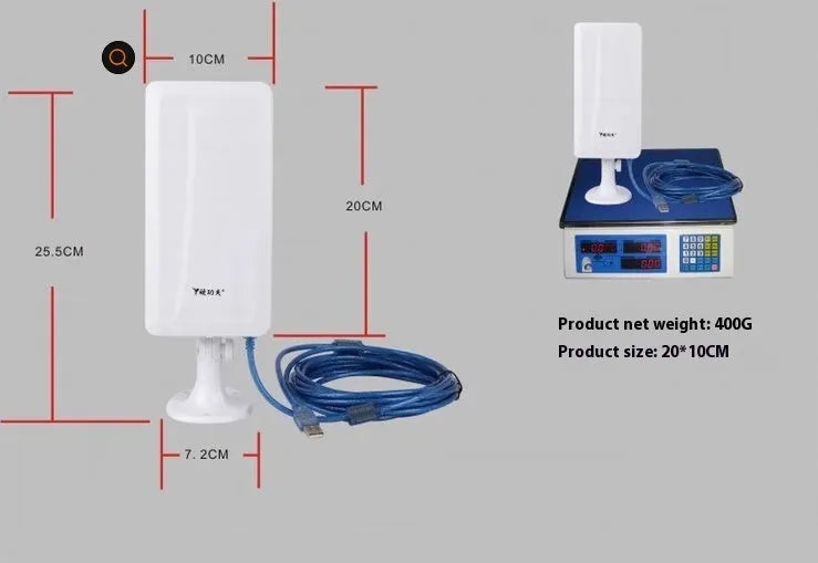 White high power USB wireless network card for PC and laptop Wi-Fi connectivity.