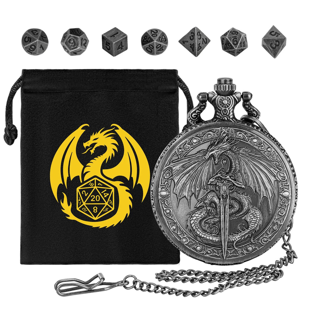 Zinc alloy DND dice storage case with winged beast relief, 5 cm size, in bronze finish