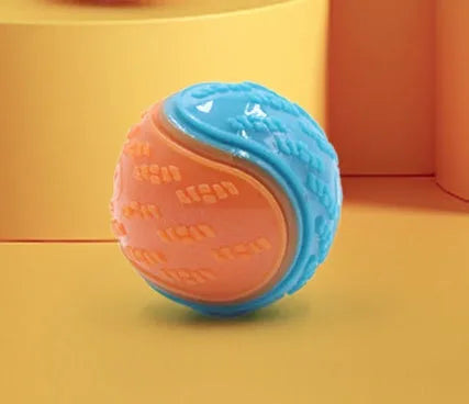 TPR rubber dog toy ball in two-tone colours with sound-making function for chewing and training