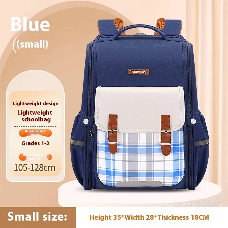 Oxford cloth school backpack for grades 5-6 students in beige colour.