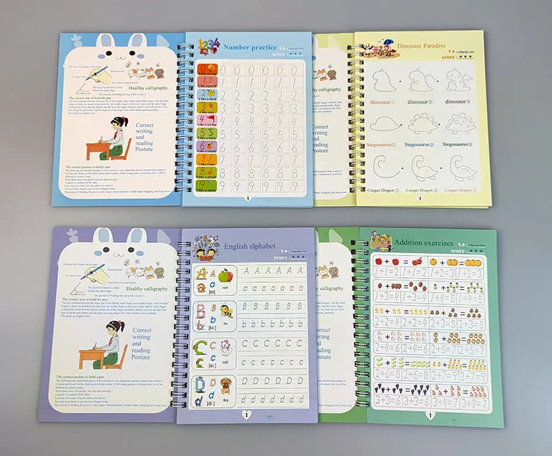 Magic Stylus Clean handwriting copybook set with pen and refills in four colour options.