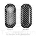 Carbon fibre and glass fibre replacement car key shell cover in black, red, and silver black.