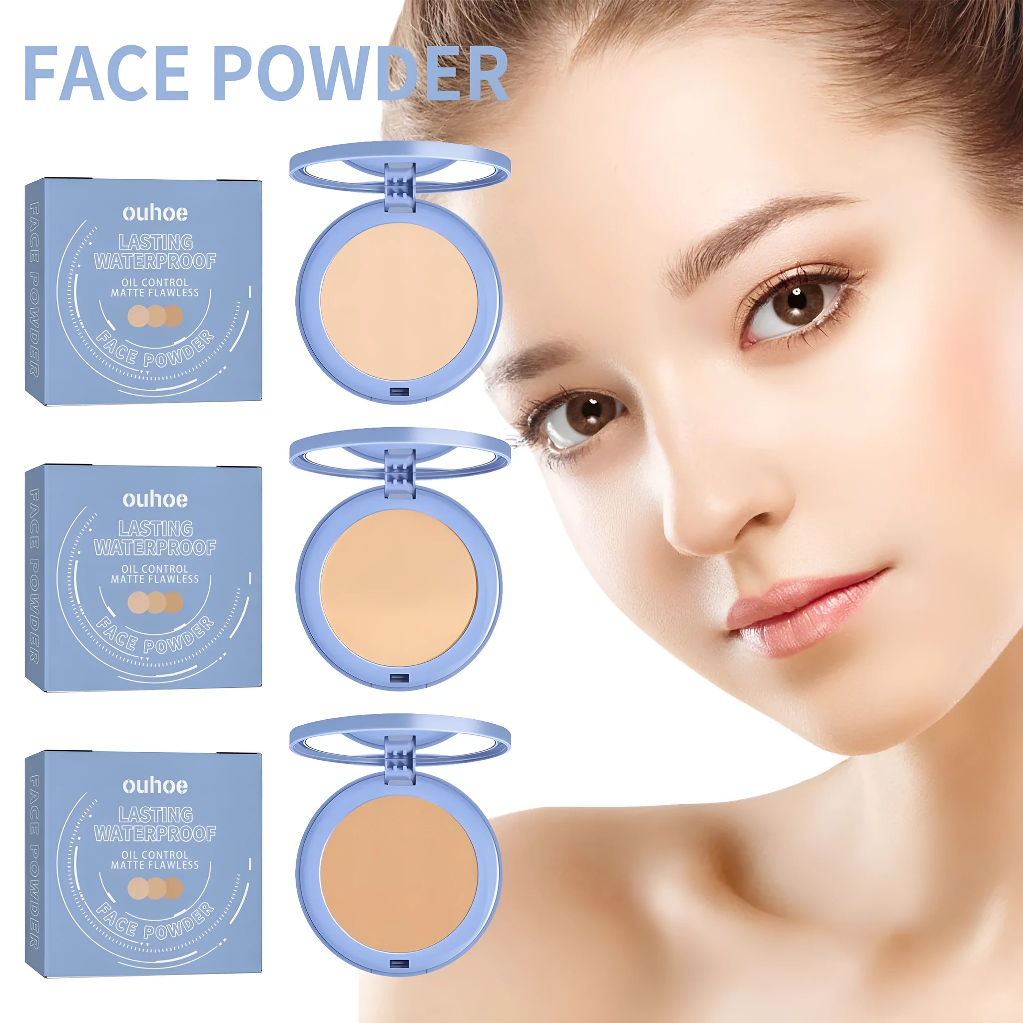 Natural finishing powder compact with 8g net content for makeup setting and shine control