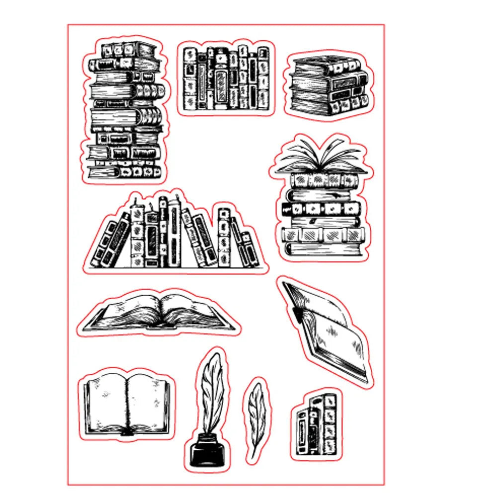 Transparent silicone stamp with white seal pattern measuring 11 by 16 centimetres