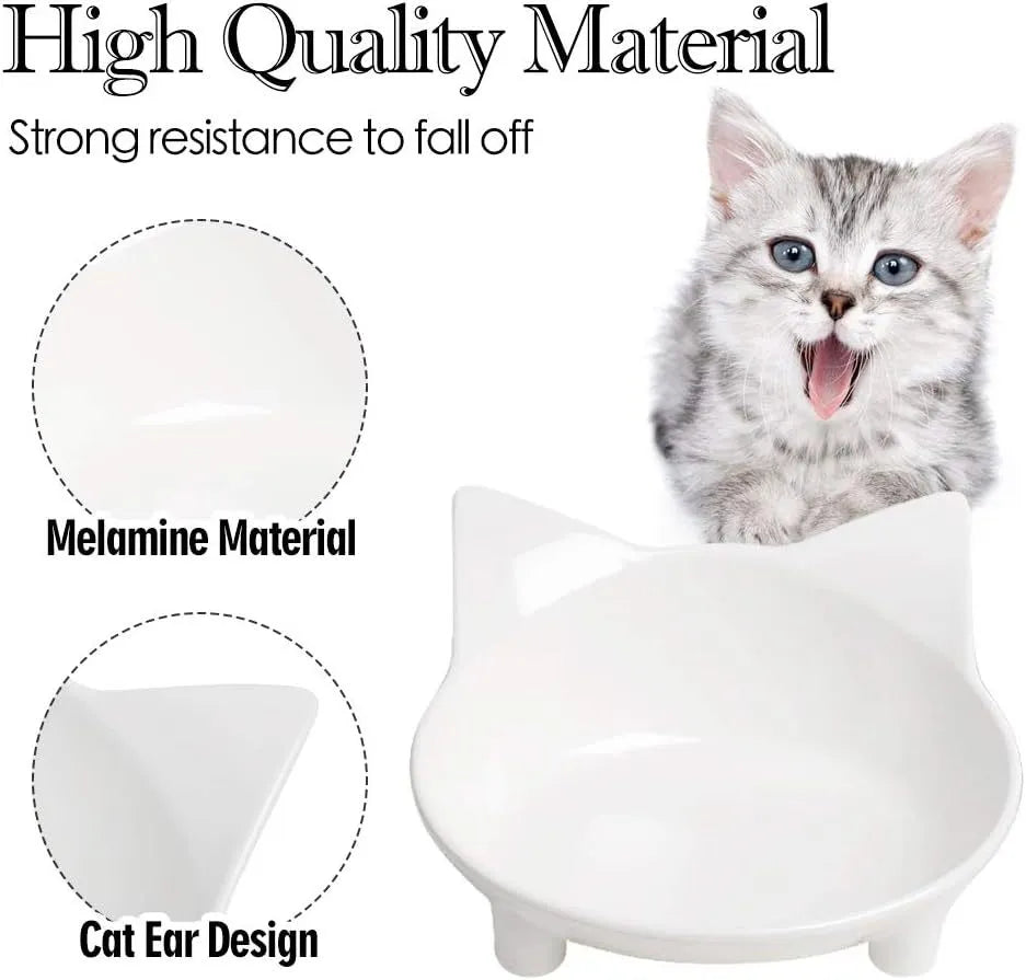 Shallow black cat bowl with non-slip rubber base for whisker relief feeding